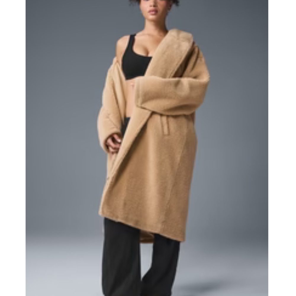 ALO Yoga Tan Teddy Jacket Oversized Cozy Fit